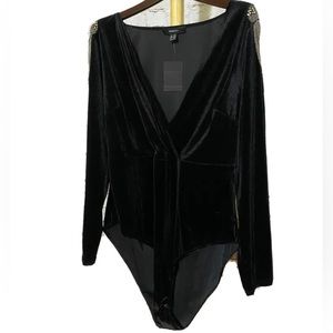 Forever 21 Velvet Bodysuit with tassel shoulders (Used)